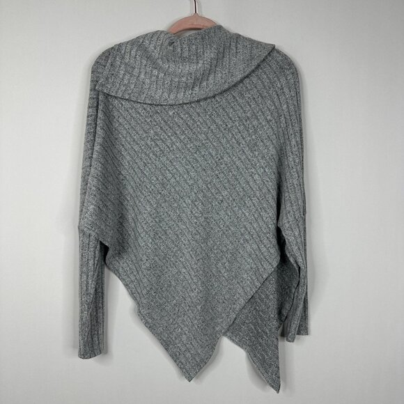 NWT White House Black Market Poncho XS/S Gray Snit Knit Cowl Neck Cozy #WHBM2 - Picture 3 of 9